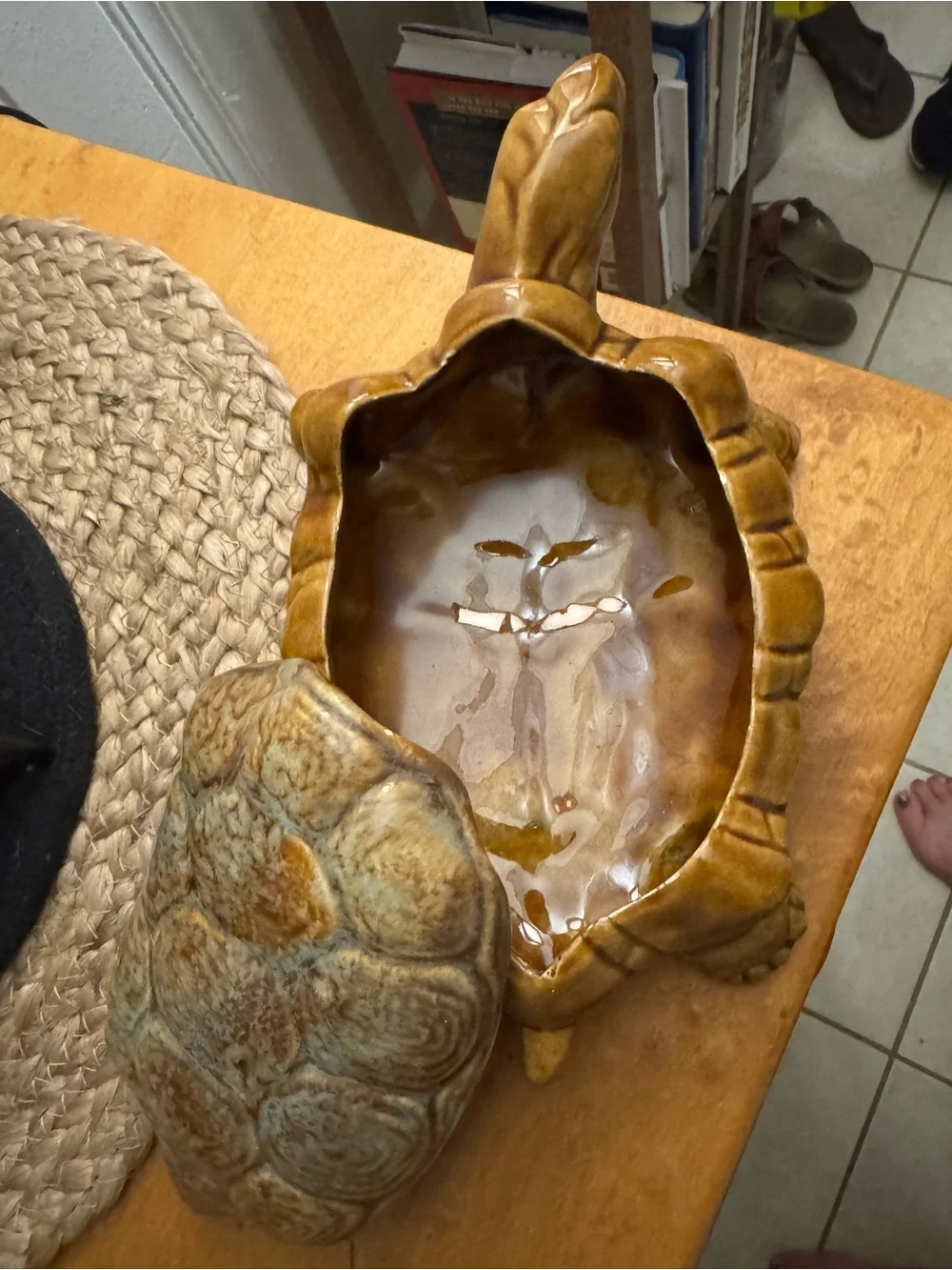 Ceramic Turtle Accent Figurine - Brown Glazed Home Accent